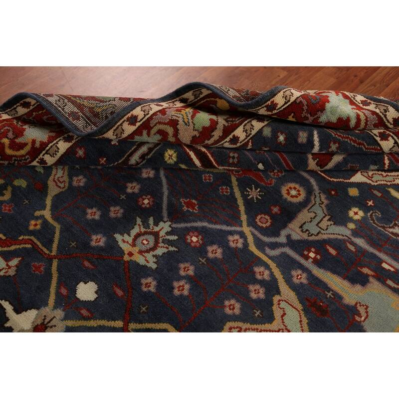 Navy Blue Oushak Indian Area Rug Handmade Wool Carpet - 8'0"x 9'8"