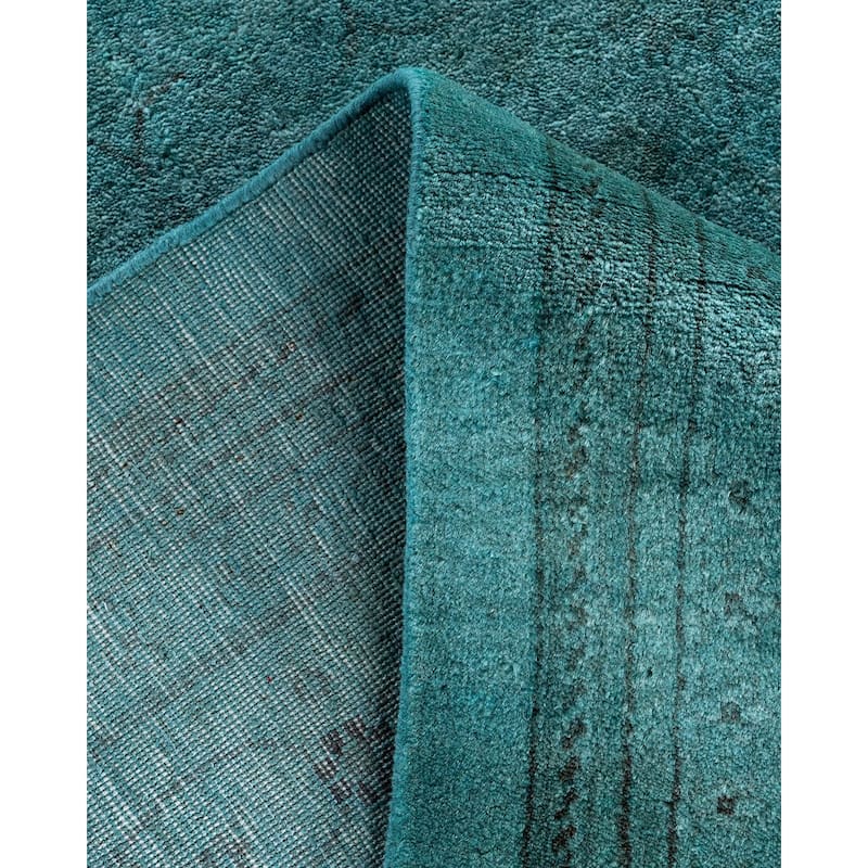 Overdyed, One-of-a-Kind Hand-Knotted Area Rug - Blue - 12' 2" x 15' 1"