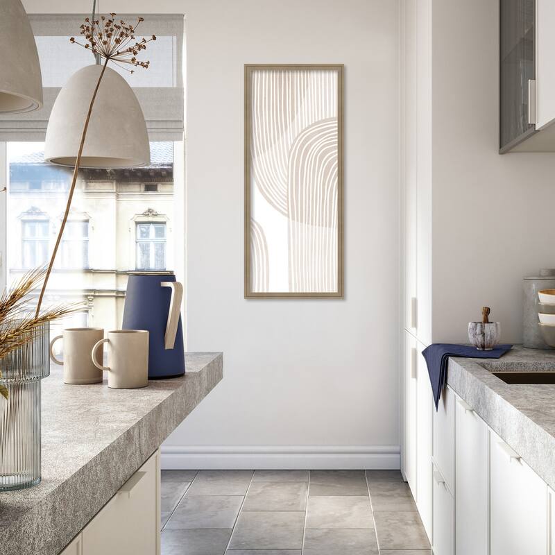 Amanti Art Framed Fabric Pinboard Abstract Beige Line Art by Melloi Art Prints Printed Bulletin Board