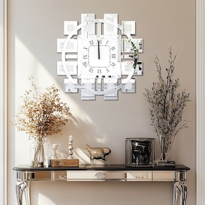Gold/Silver Irregular Luxury Mirrored Wall Clock w/Crushed Diamond Inlay - 23.62x23.62 inch
