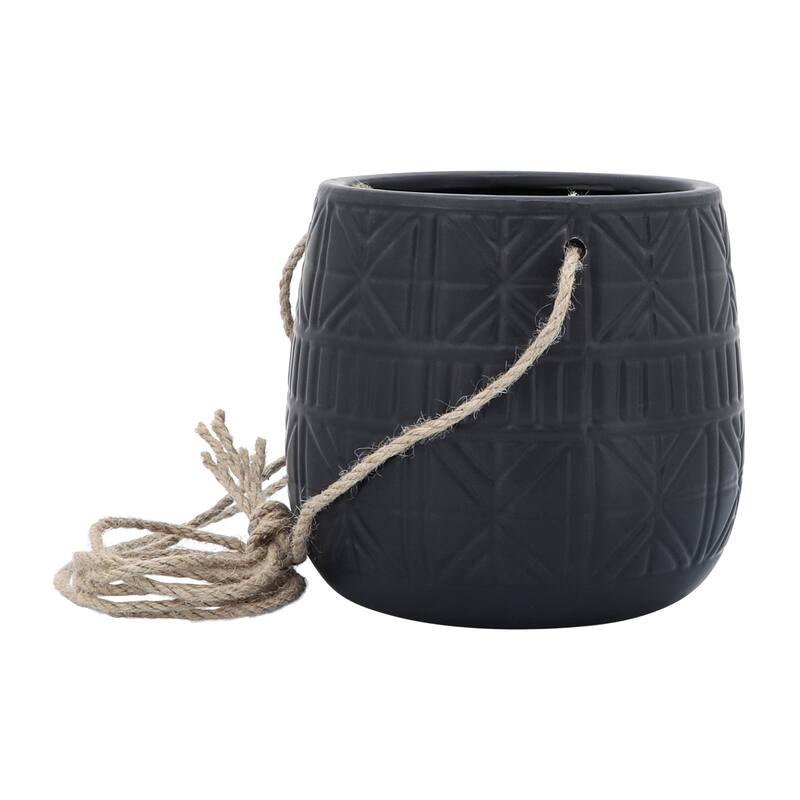 Sagebrook Home Neutral Textured Ceramic Hanging Planter