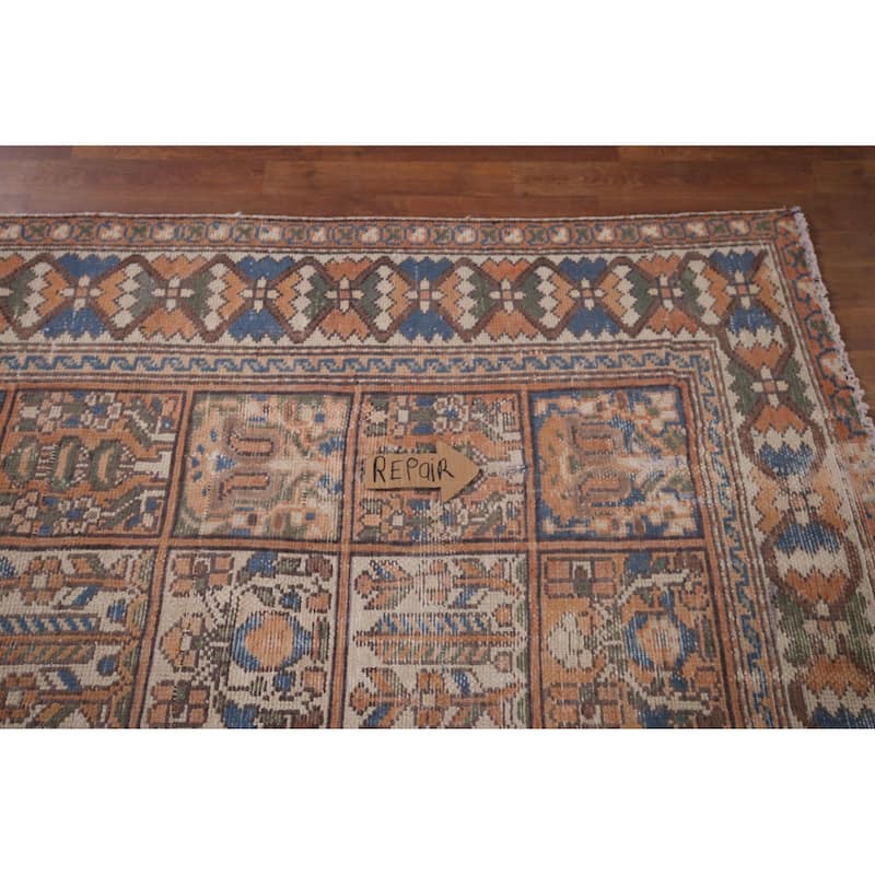 Bakhtiari Persian Vintage Area Rug Handmade Orange Wool Carpet - 6'5"x 9'4"