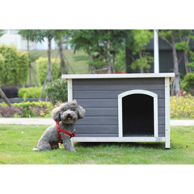 Outdoor Wooden Dog House with Hinges - 34*23*24