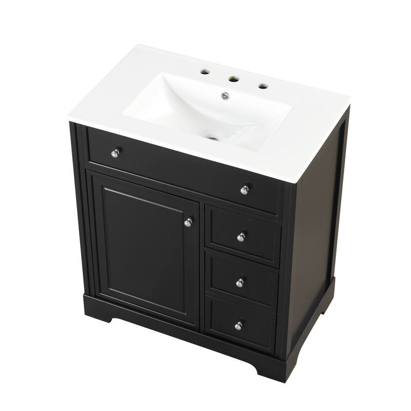 Freestanding Modern Bathroom Vanity with Solid Wood Frame, Ample Storage, and Painted Finish - 30in L