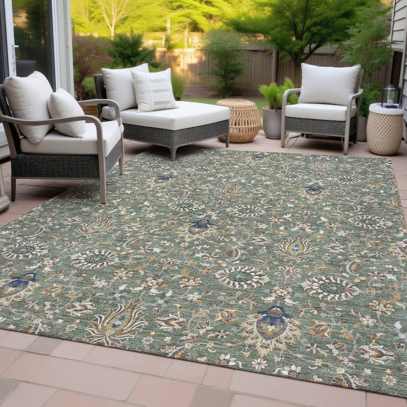 Machine Washable Indoor/Outdoor Traditional Persian Chantille Rug