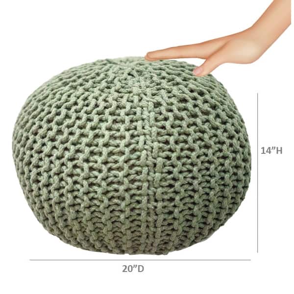 AANNY Designs Lychee Knitted Cotton Round Pouf Ottoman Bed Bath & Beyond 27598174