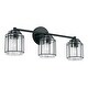 preview thumbnail 5 of 6, Harmon Matte Black Bath/ Vanity Fixture w/ Clear Seeded Glass & Metal Cage 3-Light