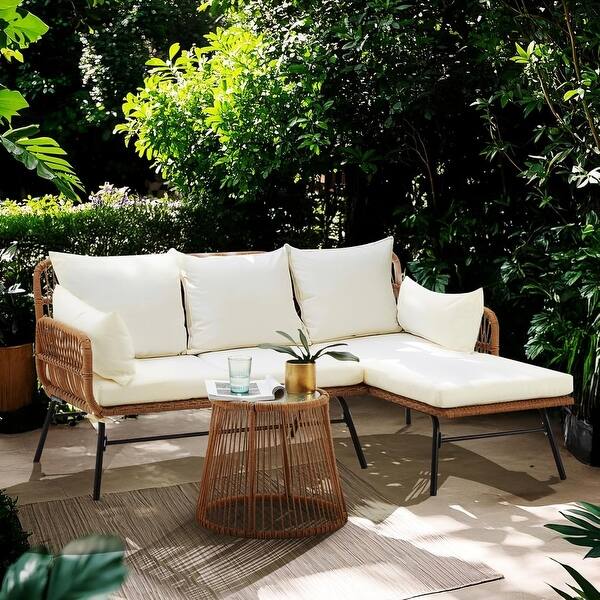 Bezseller 3-Piece Patio Conversation Set, Outdoor Rattan Furniture for Backyard,Balcony