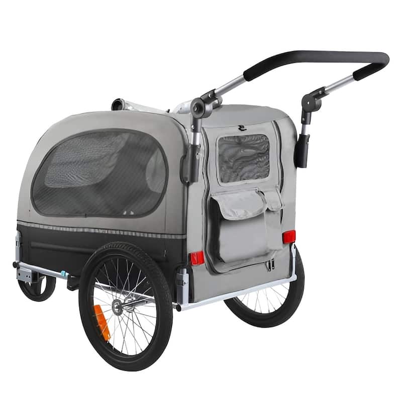 Dog Bike Trailer, Supports up to 88 lbs, 2-in-1 Pet Stroller Cart Bicycle Carrier, Easy Folding Cart Frame with Quick Release W - Multi