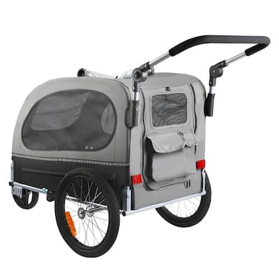 Dog Bike Trailer, Supports up to 88 lbs, 2-in-1 Pet Stroller Cart Bicycle Carrier, Easy Folding Cart Frame with Quick Release W