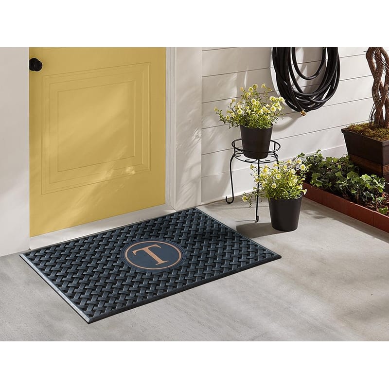 A1HC 100% Pure Rubber Monogrammed Front Door Mat 24" x39" Indoor Outdoor Doormat