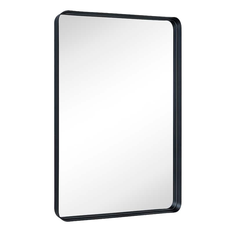 Arthers Stainless Steel Metal Bathroom Vanity Wall Mirror - 48" x 30" - Black
