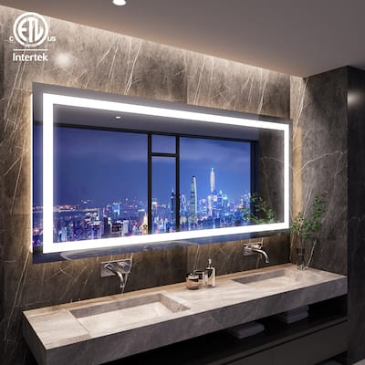 QuivaraView LED lights Frameless Wall Mounted Bathroom Vanity Mirror