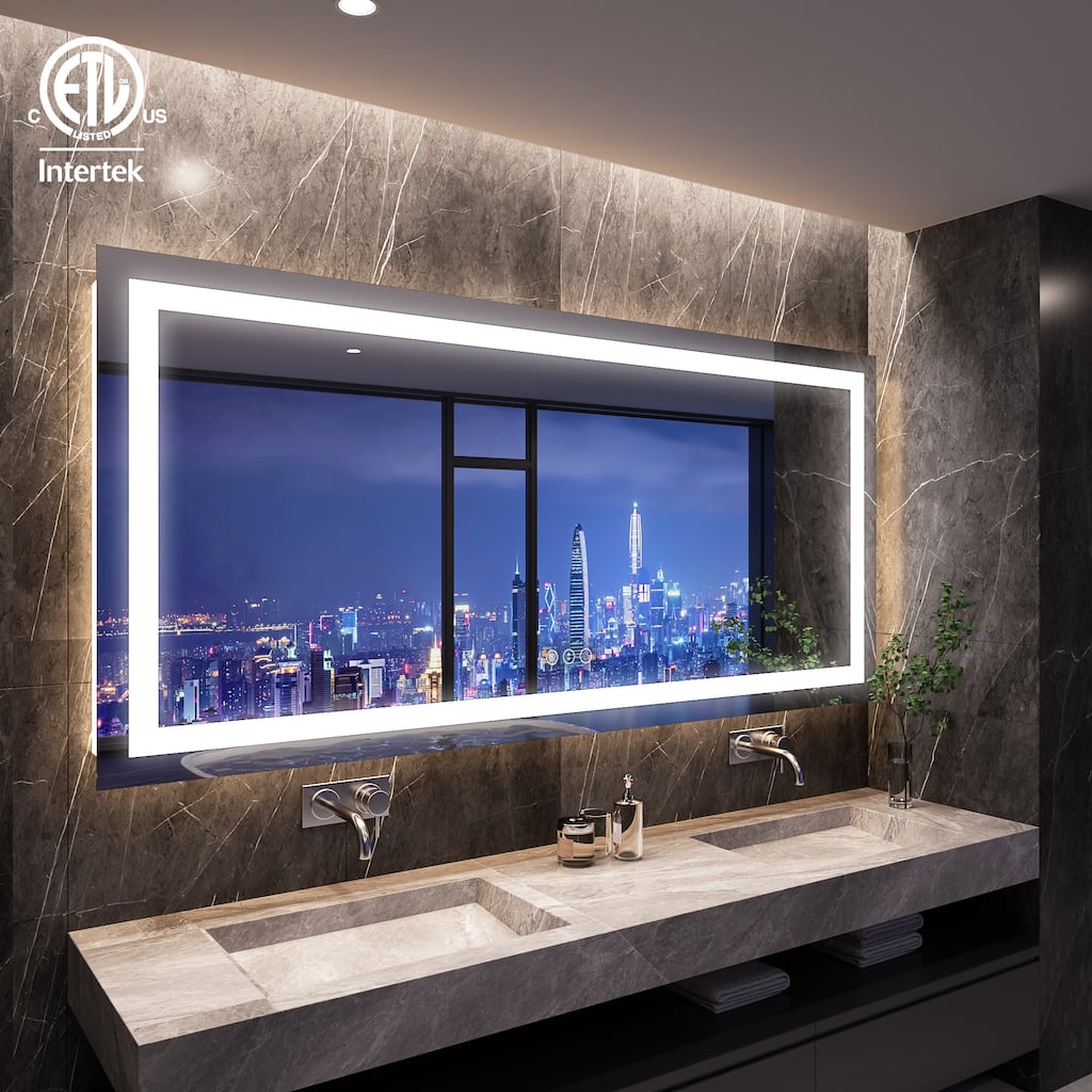 QuivaraView LED lights Frameless Wall Mounted Bathroom Vanity Mirror