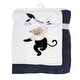 preview thumbnail 4 of 5, Lambs & Ivy Jungle Party White/Navy Monkey Soft Fleece Baby Blanket