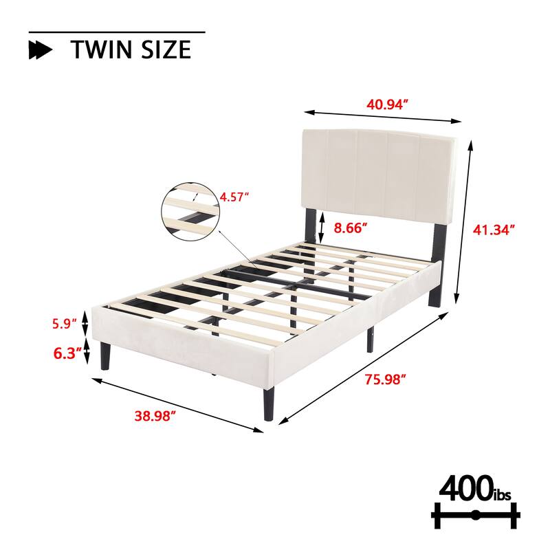 Alazyhome Upholstered Platform Bed Frame with Bedside Cupboard