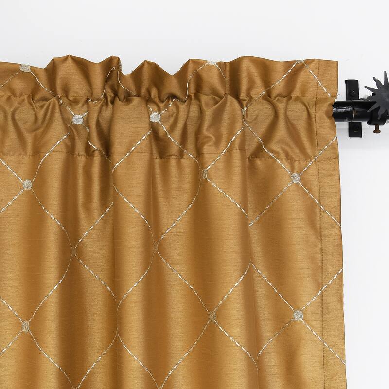 Serenta Doris Diamond Embroidery Light Reducing Faux Silk Curtain