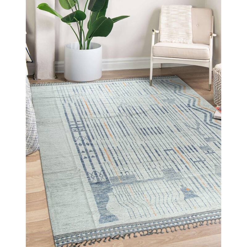Home Decor Multicolored Hand-Knotted Wool Contemporary Marrakech Handspun Area RugElegant, Durable Rug for Living Room, Bedroom,