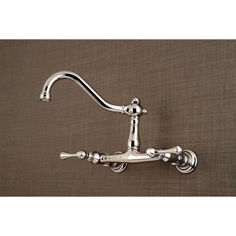 Vintage Two-Handle 2-Hole Wall Mount Bathroom Faucet
