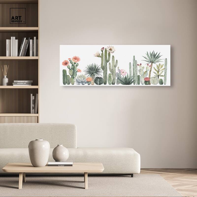 Cactus Desert Shade Panoramic Canvas by Art Remedy, Gallery Wrapped