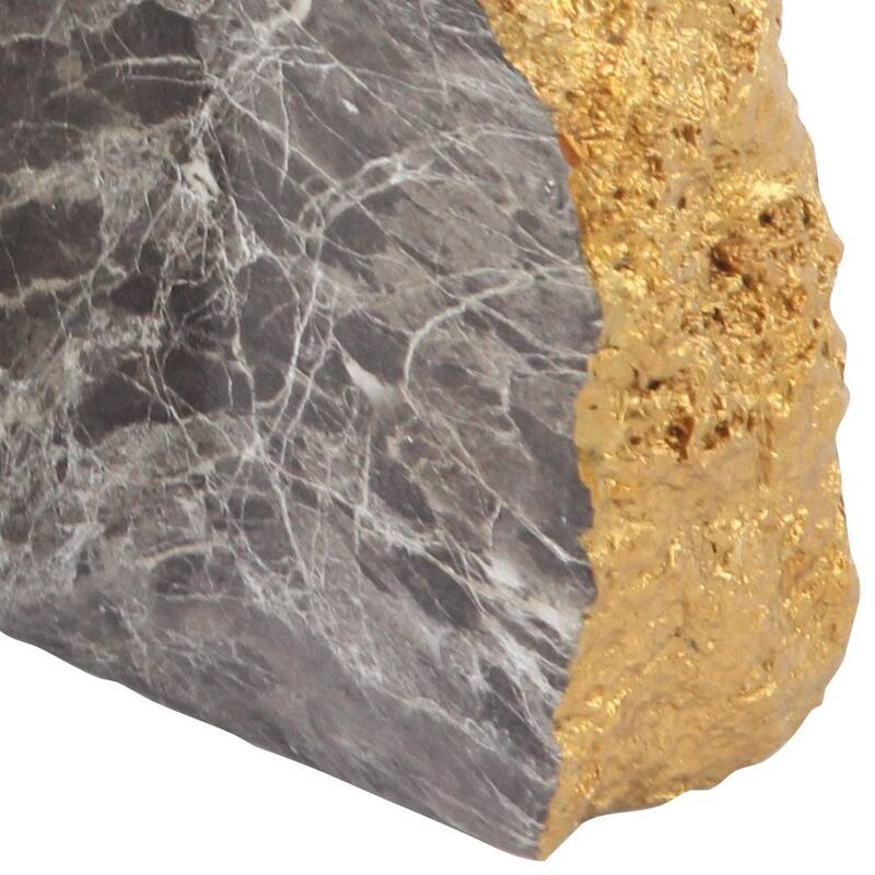 Polystone Geode Decorative Bookends with Gold Detailing - Set of 2 Gray - CosmoLiving by Cosmopolitan
