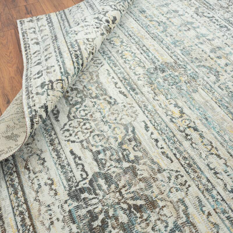 N Natori 24-Seven Outdoor/Indoor Ivory/Light Blue Area Rug