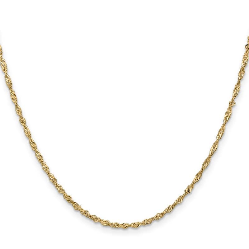 14K Italian 1.6 mm Yellow Gold Singapore 10-Inch Anklet (Nickel-free) - Orange