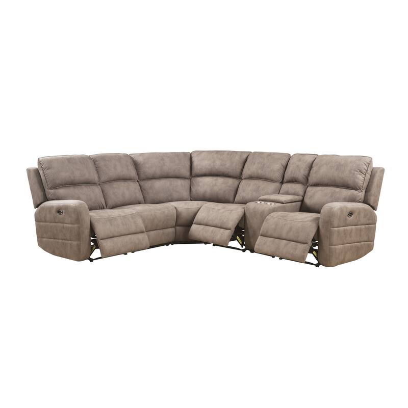 Brette Mocha Power Reclining Sectional Sofa with USB