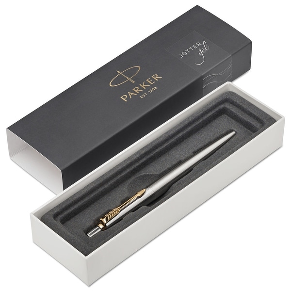 Jotter Retractable Gel Pen Gift Box, 0.7mm, Black Ink, Stainless Steel Barrel - Clear. Opens flyout.