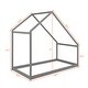 preview thumbnail 3 of 6, Wooden Twin Bed Frames w/Roof, Montessori House Shaped Floor Bed for Kids Girls Boys, Sturdy Framework, Easy Assembly, No Noise