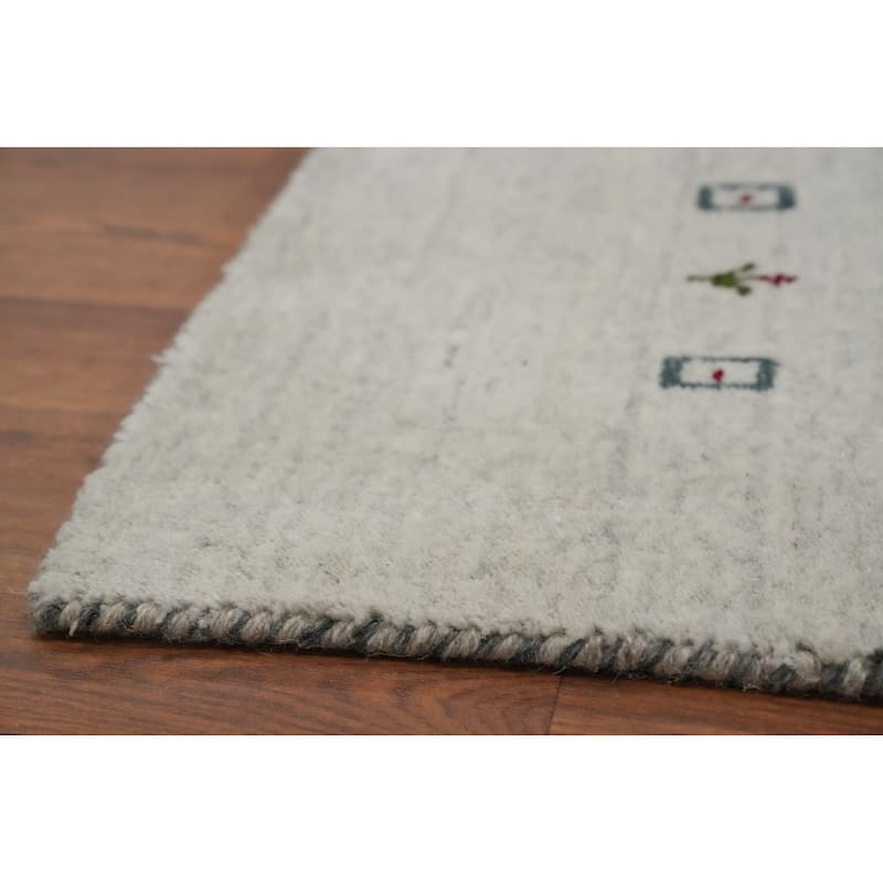 Hand Knotted Oriental 100% Wool Carpet Tribal Animal Pictorial Beige & Ivories Gabbeh Area Rug - 8' 0'' X 6' 0''