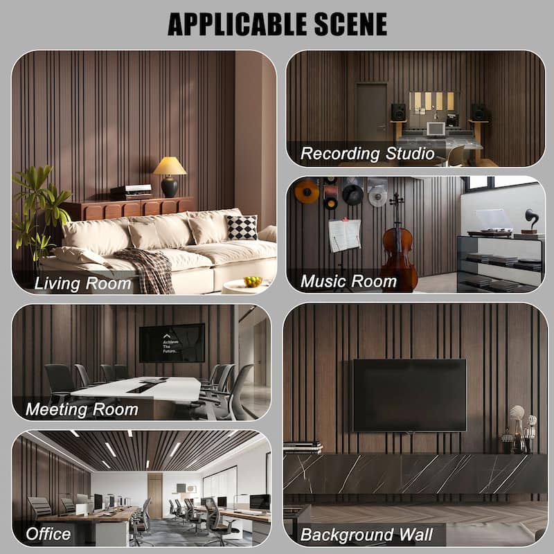 23.6" x 23.6" Wood Slat Acoustic Wall Panels for Ceiling and Wall Decor, 8-Pack (31 sq ft)