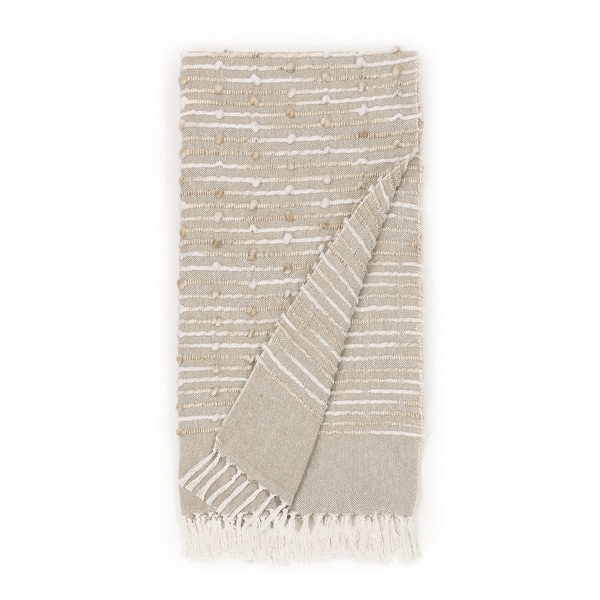 slide 2 of 9, Indigo Road by Egypt Sherrod Damara Slub Stripe Tasseled Cotton Blend 1-Piece Throw 50" x 60" - Mushroom