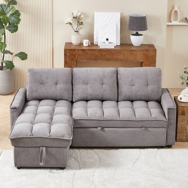 GDFStudio - Chenille 78.75" L-Shaped Sectional Reclining Sofa with USB and tape-c charging ports