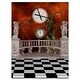 preview thumbnail 2 of 9, Designart 'Balcony with Clock and Tree Angels' Oversized Bohemian Wall CLock