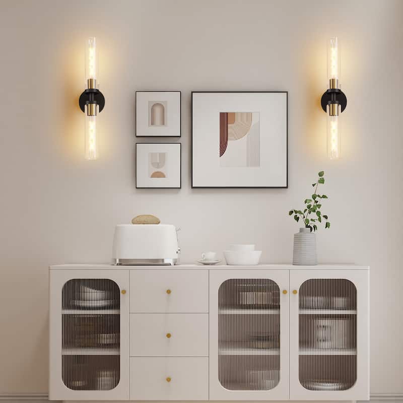 Black and Gold Wall Sconces Set of 2