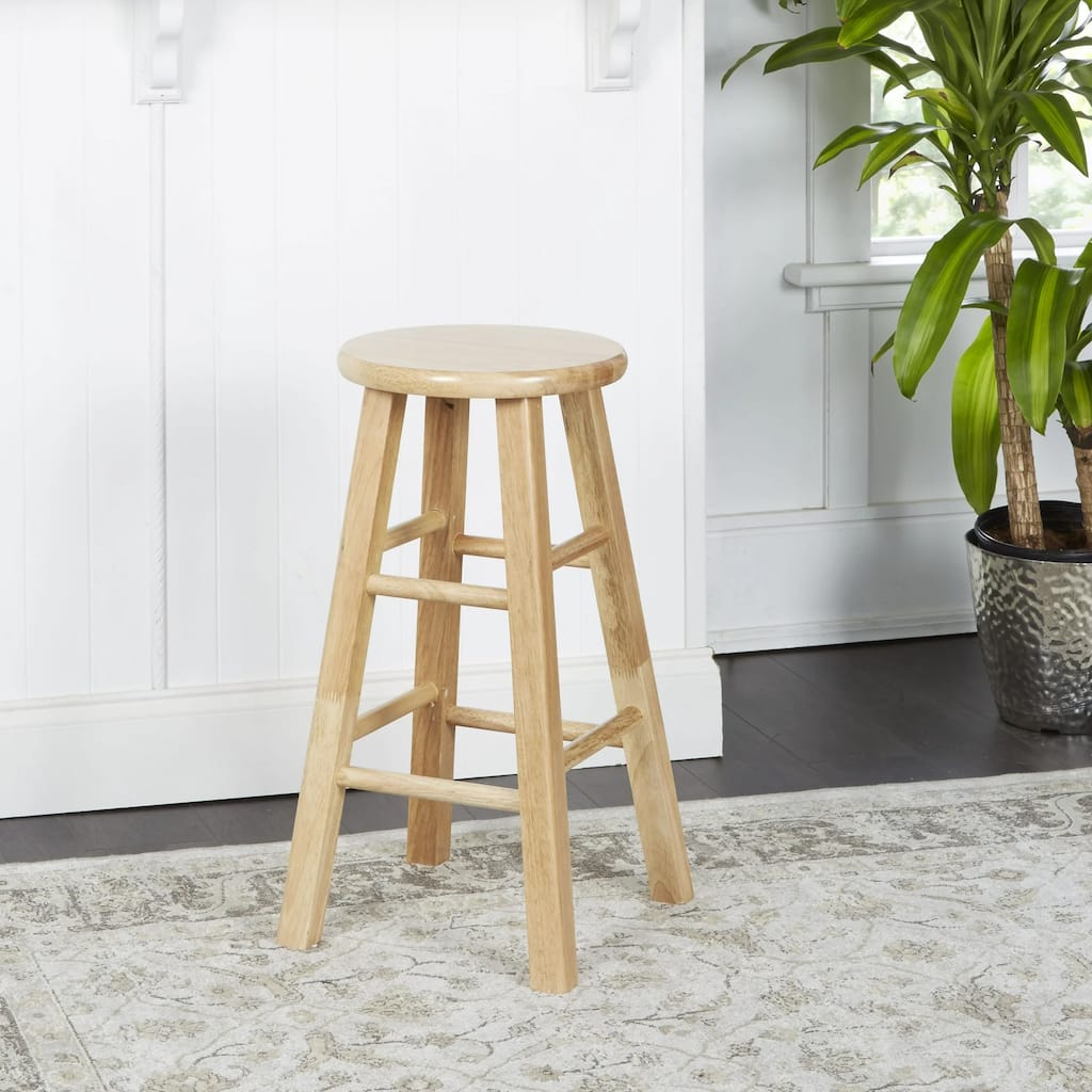 Azalea Park 29" Natural Wood Backless Indoor Kitchen Barstool