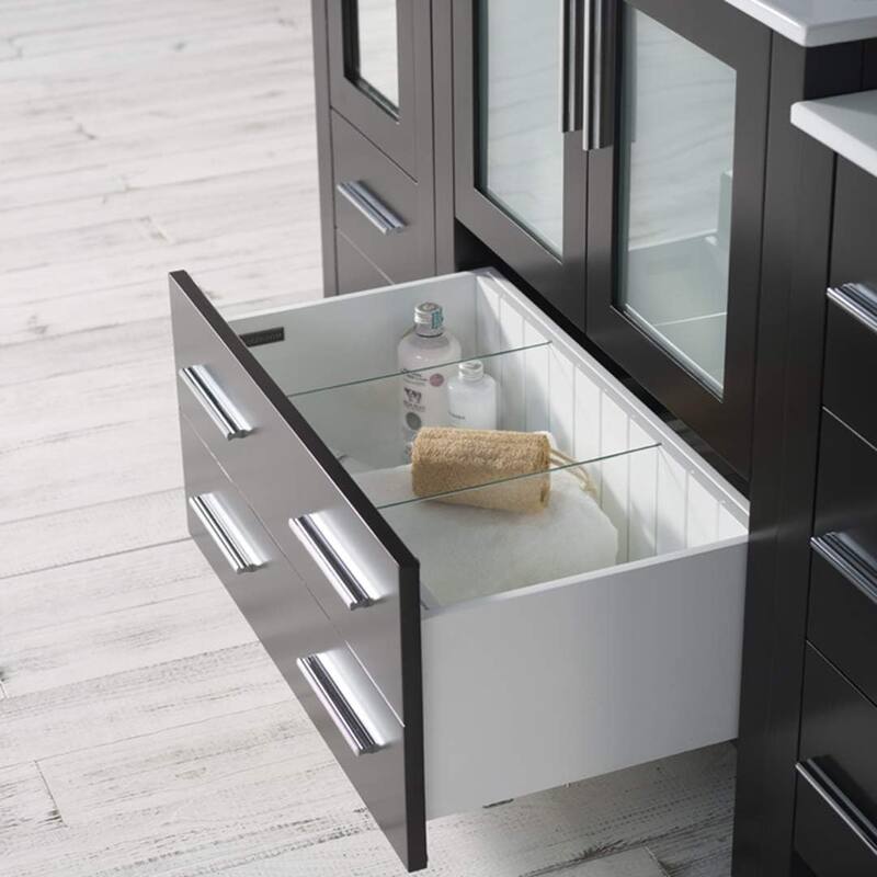 Blossom 102" Solid Wood Double Vanity w/ Sinks, Mirrors & Cabinet