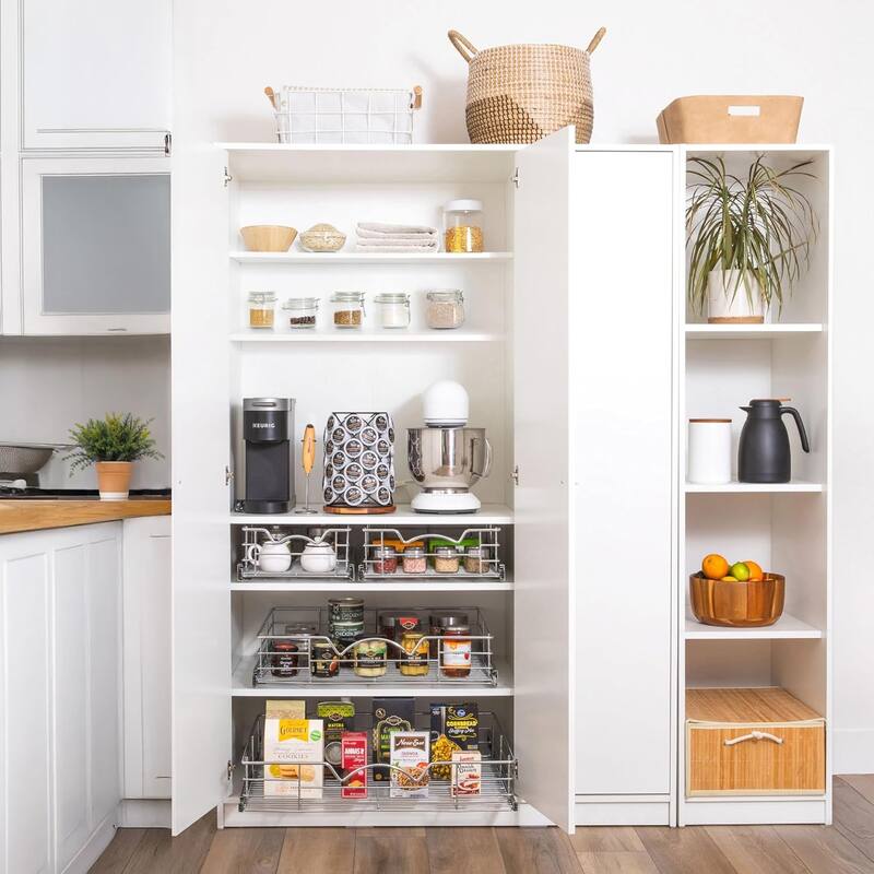 HOLDN’ STORAGE Pull Out Cabinet Organizers – Anti-Rust Chrome Pull Out Drawers for Kitchen Cabinets