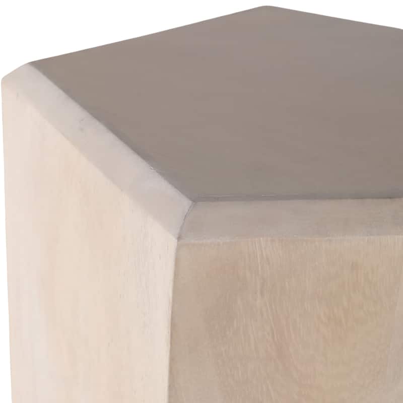 Natural Wood Side Table Elegant Geometric Design Narrow End Accent
