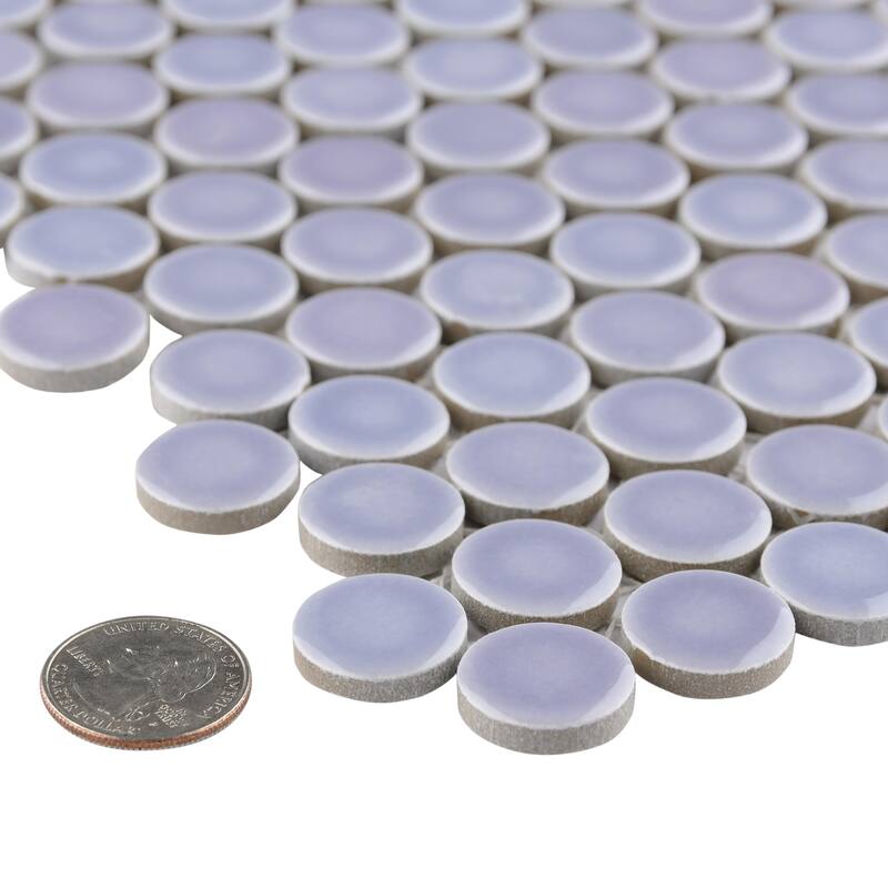 Merola Tile Hudson Penny Round Lavendar 11-7/8" x 12-5/8" Porcelain Mosaic Floor and Wall Tile