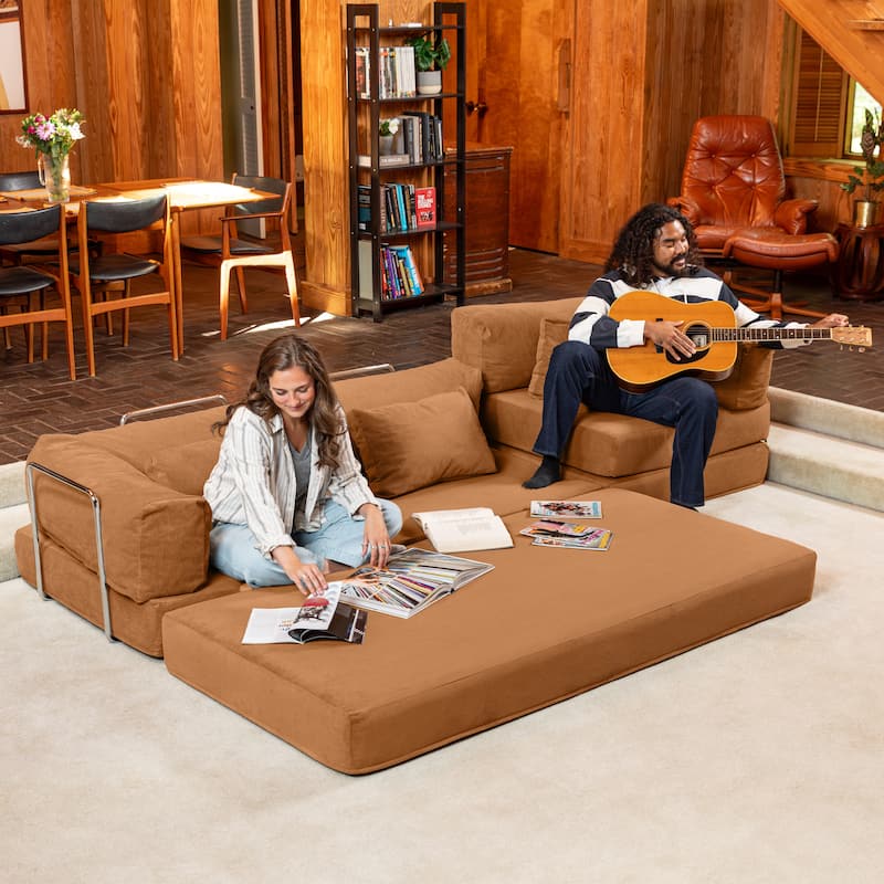 Jaxx Unsofa Modular Convertible Sectional Sofa with Fold Out King Sleeper Bed