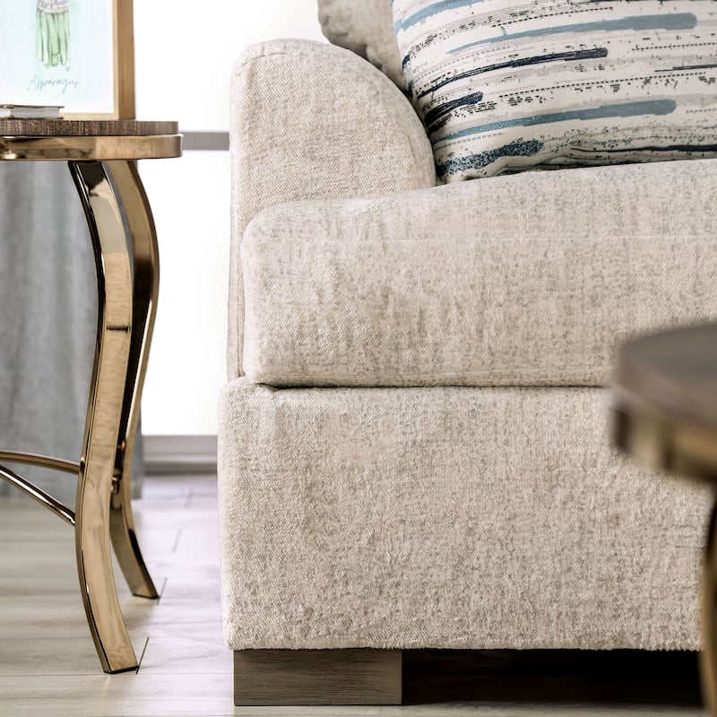 Nort Transitional Fabric Padded Flared Arms Loveseat by Furniture of America