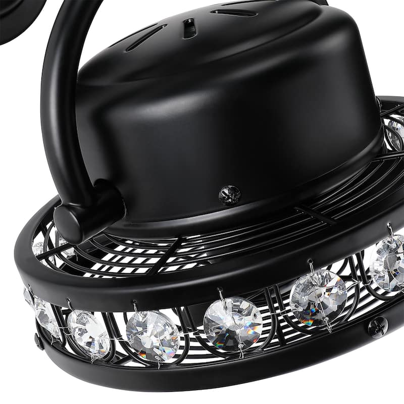 10" Modern Black Wall-Mount AC Fan with 3-Speed Pull Chain Controller