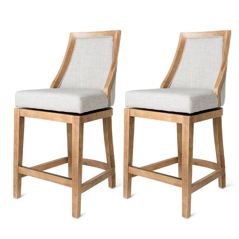 Maven Lane Vienna Swivel Kitchen Stool - Set of 2 - Weathered Oak - Counter Height