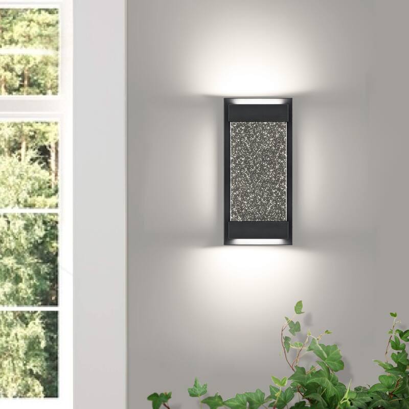 1 - Light Dimmable Black Corner Wall Light, Sparkly Rectangular Sconce, 4000K Neutral White - Matt Black