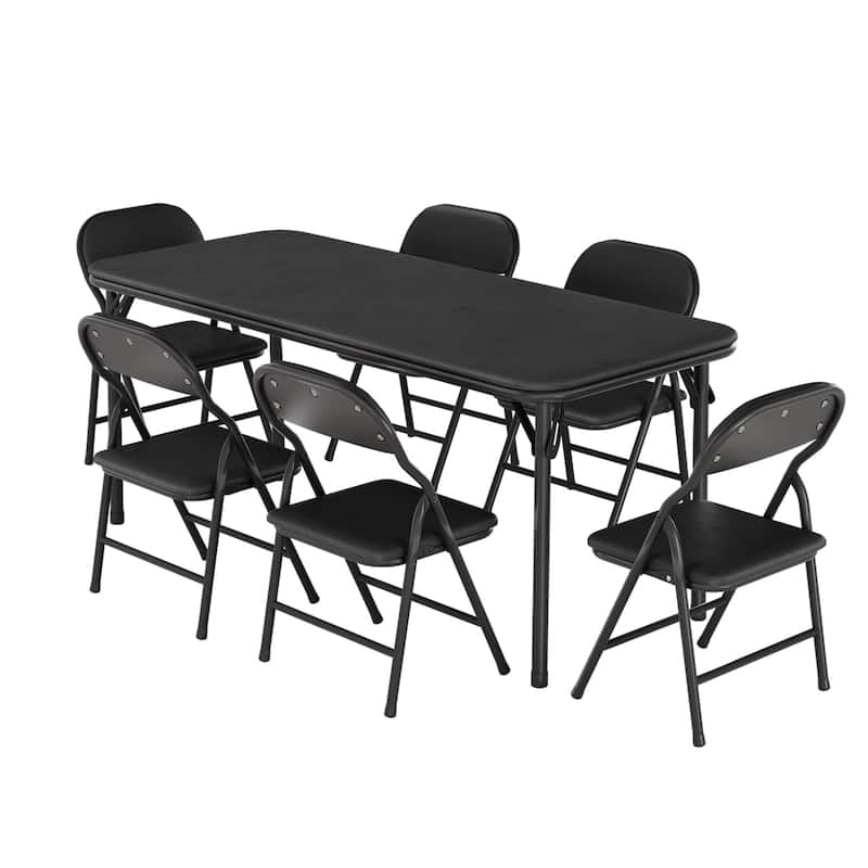 7 Piece Boys Girls Folding Table and Chairs Set, Activity Table and Chairs Set