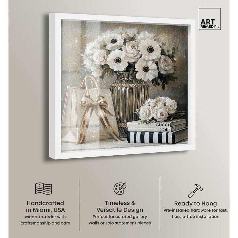 Elegant Flowers Books Neutral Shadowbox by Art Remedy