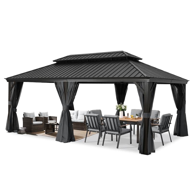 ABCCANOPY Outdoor Hardtop Gazebo with Galvanized Steel Double Roof
