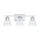 preview thumbnail 3 of 4, Layla 3-light Chrome Bath/ Vanity Fixture w/ Embossed Spiral Glass